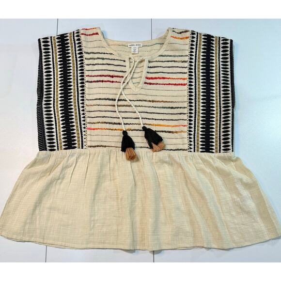 Tribal Jeans Boho Embroidered Top with Tassels NWOT Size M - Picture 3 of 12